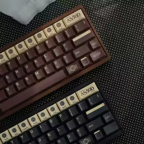 FBB AS50D Retro Keycap Set166Keys Custom Brown PBT Artisan Keyboard Keycaps Cherry Profile Key Caps 