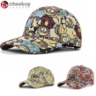CHEEKOY Cute Bear Baseball Cap, Bear Print Cotton Unisex-Teens Caps, Casual Cartoon Little Bear Prin