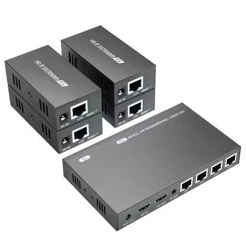 1x4 HDMI Extender Splitter IP Function Over Cat5e/Cat6 Ethernet Cable with Loopout - Up to 60M/200M 