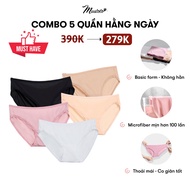 COMBO 5 Quần Lót Nữ Mustoto Trơn Lưng Thấp Vải Microfiber Mềm Mượt Thoải Mái (MQ27)