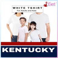 WHITE TSHIRT For Adults and Kids Plain White Round Neck Tshirt Kentucky