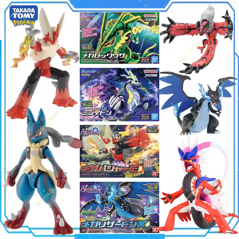 Genuine Pokemon Action Figures Mega Rayquaza Miraidon Mega Charizard X Mega Lucario Yveltal DIY Asse