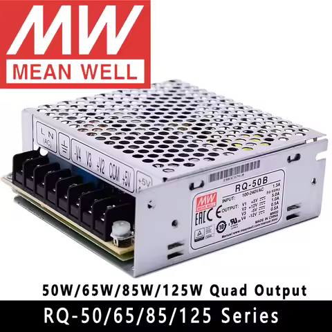 Mean Well RQ-50B/50C/50D/65B/65C/65D/85B/85C/85D/125B/125C/125D Meanwell RQ Series AC/DC Quad Output