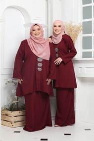 Baju Kurung Kebarung Maroon Ironless Saiz S-5XL Plain Loose (Plus Size) Ready Stock Baju perempuan murah cantik