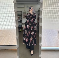 LAURA TUNIK - ONE SET LONG TUNIK RAYON DIAMOND WANITA TUNIK MOTIF BUNGA