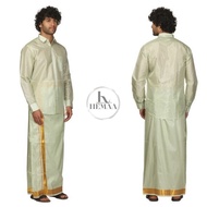 shirt vesti set | mapillai veshti art silk shirt & dhoti set ( Dhoti velcro readymade with pocket )