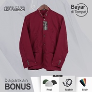 Jasko Polos Maroon LDR Fashion Bonus Peci Tasbih Masker dan Sisir - Bisa COD