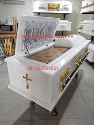 jual peti mati jenazah kubah setengah kaca berkualitas tinggi bahan baku dari MDF 12 ml proses finis