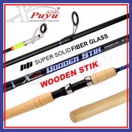 Xpuyu Wooden Stik 4ft-7ft Solid Fiberglass Fishing Rod Freshwater Spinning Rod