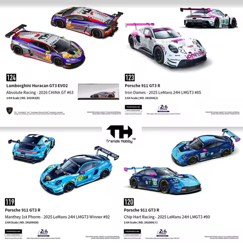 Trends Hobby 1:64 Porsche 911 GT3 R LeMans 24H Lamborghini Huracan GT3 Evo 2 CHINA GT Manthey 1st Ph