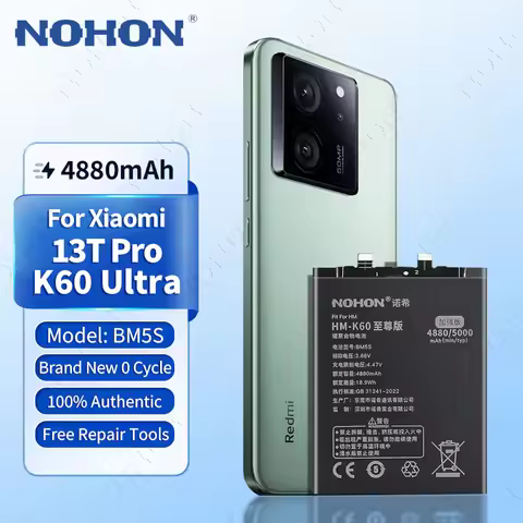 NOHON Replacement Battery for Xiaomi 13T Pro 12T 11T 10T Poco F6 F5 F4 F3 X5Pro X6 Bateria for Redmi