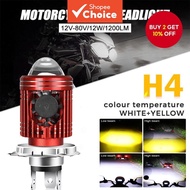 LED Headlight Bulb 1PC H4 HS1 H6 BA20D Hi Lo Beam With Lens Cooling Fan Yellow White