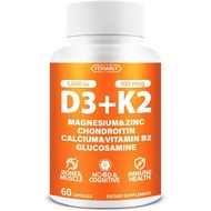 Vitamin D3 K2 Supplement Capsules-Vitamin D3 1000 Iu & K2 As MK-7 100 Mcg with Magnesium, Zinc, Vita