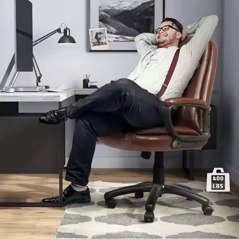 Chair High Back Executive Office Chair, Ergonomic PU Leather Adjustable Computer for Big & Tall, Cus