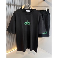 ALO trendy brand new summer men's letter printed round neck short sleeved cotton breathable casual