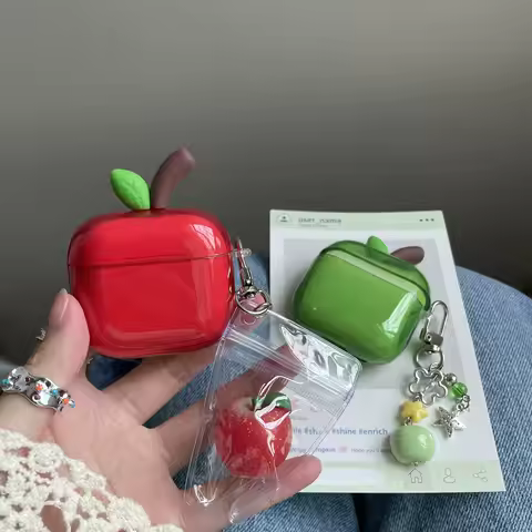 Translucent Red Green Apple Earphone Case for AirPods 1 or 2 3 4 Pro 2 3 Air Pods AirPod Pro2 Pro3 S