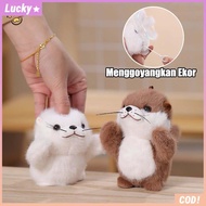 GANTUNGAN Cute Otter Keychain Shaking Tail Keychain Vibrating Doll Keychain Rotating Tail Doll Keych