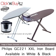 Philips GC221 Ironing Board | XXL Version | Available in White and Limited Edition Black | Made for 