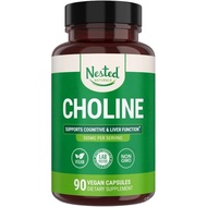 Nested Naturals Choline Bitartrate 500mg - Choline Supplements - Supports Cognitive Performance & Li