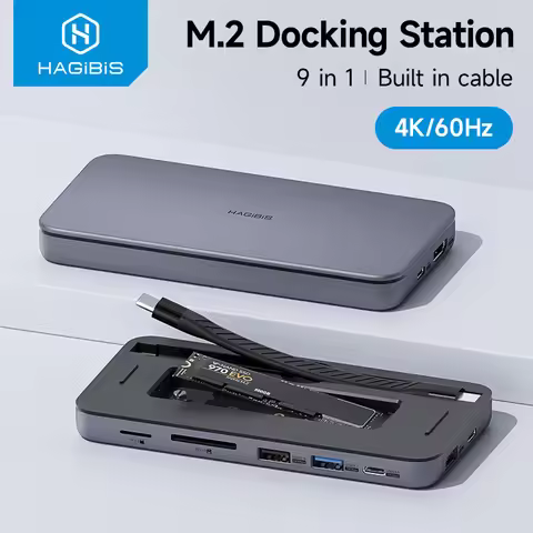 Hagibis 9 in 1 USB C HUB with M.2 NVMe/SATA SSD Enclosure 4K HDMI-compatible 100W PD USB 3.1 Docking