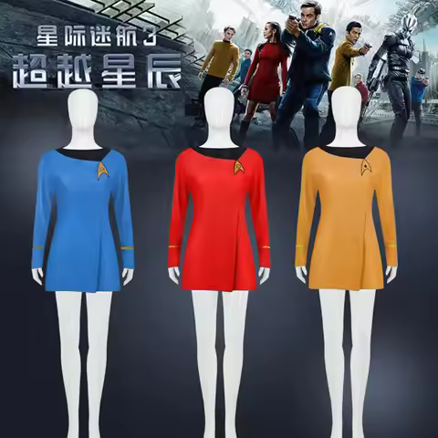 Star cosplay Trek responsibility uniform TOS red yellow blue dress up costume party Halloween women'