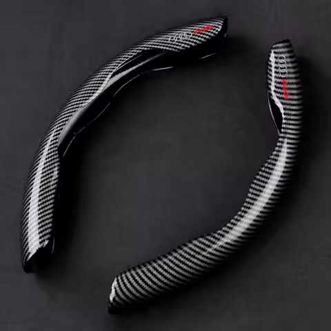 2PCS Non-Slip Carbon Fiber Car Steering Wheel Booster Cover For Audi SLine A4 B7 B8 B9 A3 8P 8V 8L A