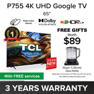 P755 4K TV 2024 65 inch | TCL Eye Care | 120Hz DLG | AI Smart Google TV | Dolby Atmos and Vision【Wit