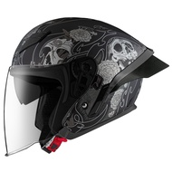 ZEUS ZS 631 MATT BLACK/BS5 DSIL HALF FACE DOUBLE VISOR
