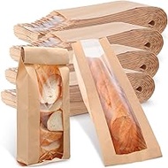 200 Pieces Paper Bread Bag with Window for Homemade Bread Bags Baguette Bags Brown Kraft Loaf Storag