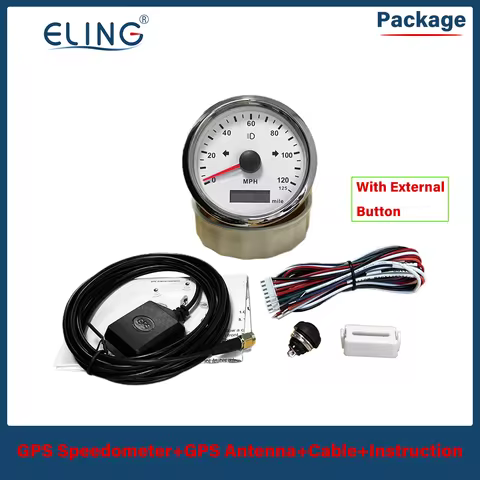 ELING 85mm (3 3/8'') GPS Speedometer 0-200km/h 0-125MPH Odometer with Left Right High Beam 12V 24V f