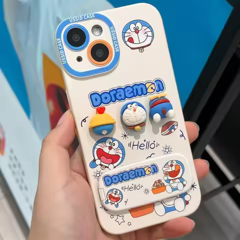 Ussid Case Phone Case Cartoon Doraemon With Mirror Lanyard Kickstand Cute Aesthetic For Iphone 17 16