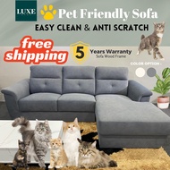 L Shape Sofa Set 3 Seater Lazy Sofa Fabric Sofa Pet Friendly Sofa Grey Sofa Scratch Proof Sofa Easy Clean Sofa