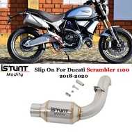 Slip On For Ducati Scrambler 1100 2018-2020 Motorcycle Exhaust Escape Stainless Link Pipe Catalyst Delete Eliminator Enh