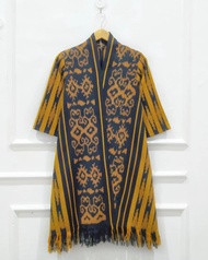 baju tenun wanita tunik tenun blangket lurik kuning kardigan tenun wanita kekinian outerwear tenun