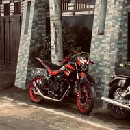 DECAL STIKER FULLBODY KAWASAKI KLX 150 WARNA MERAH DESAIN API PREMIUM BEBAS CUSTOM