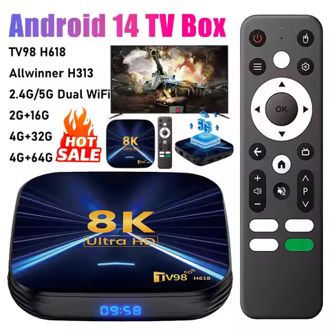 TV Box Android 14 2.4G/5G Dual WiFi Media Player Set Top Box Android Box with Remote Android 14 TV B