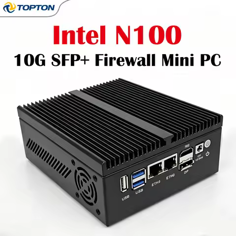 Solid Firewall Mini PC Intel N100 4x/2x 10G SFP+ Dual 2.5G LAN i226-V DDR5 Homelab Server Industrial