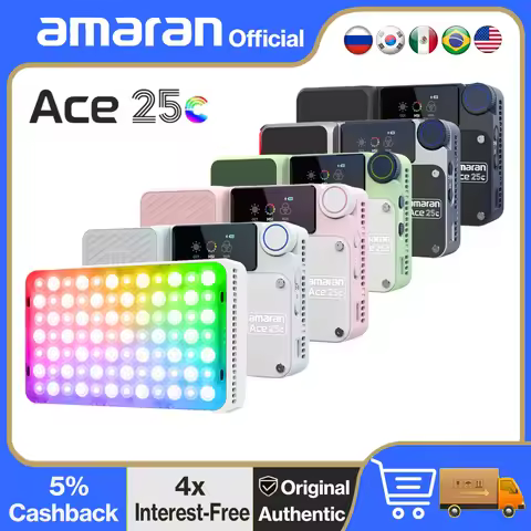 amaran Ace 25c Pocket RGBWW LED Light Full-Color Mini Video Light 2300K-10000K 4500mAh Battery with 