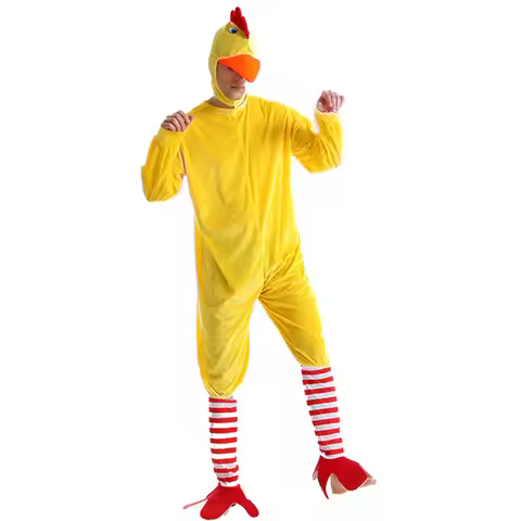 Unisex Adult Funky Yellow Chicken Costume Animal Chicken Man Fancy Dress Halloween Cosplay