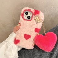 Casing For iPhone 12 Pro Max 12Pro 12Mini Love Heart Cute Rabbit Furry Hair Plush Soft Phone Case Cover