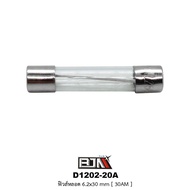 D1202-20A Fuse Tube 20 AMP [6.2x30 mm.] 1 Box Contains 100 Tubes.
