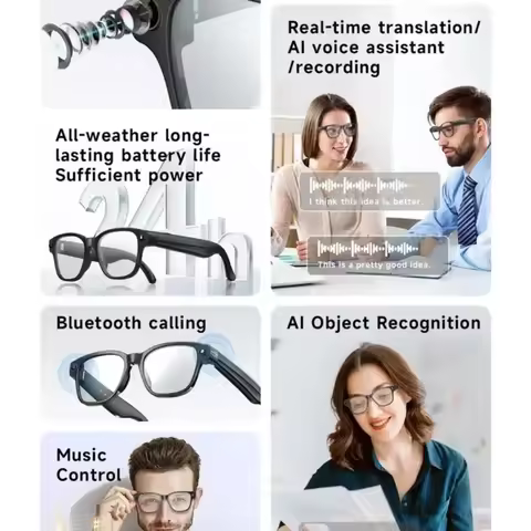 Lenovo AI Smart Glasses 100MP Camera 4K HD Chat GPT 260mAh Battery Bluetooth Call Voice Assistant Co