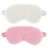 2 Pcs Plush Eye Mask Soft Sleeping Blindfold Eye Cover Comfortable Furry Faux Fur Sleeping Mask Sati