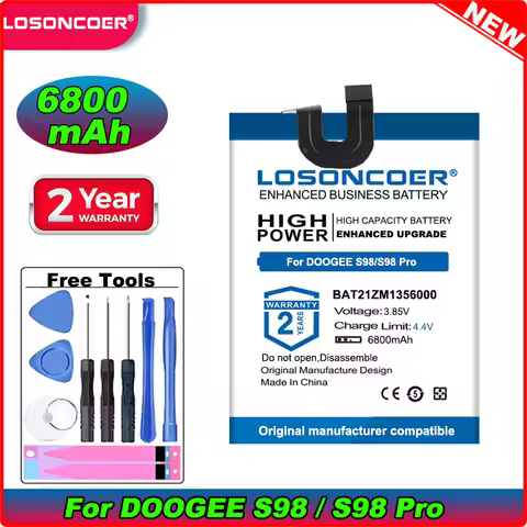 LOSONCOER 6800mAh BAT21ZN1356000 Battery For DOOGEE S98 Mobile Phone Battery