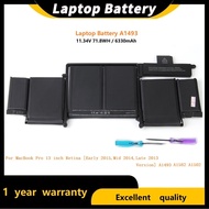 ☪Laptop battery FOR MacBook Pro 13 " A1502 Retina (Early-2015 Mid-2014 End-2013) ME864LL /A A1493 แบ