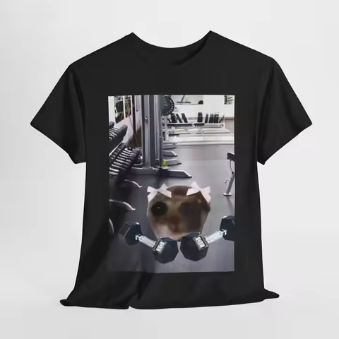 Sad Hamster Fitness Funny Meme T-Shirt Men's and Women's Short Sleeve Tees Y2k Shirt Vintage Hip Hop