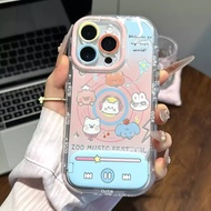 Cute graffiti animal teddy bear rabbit mirror holder phone case For samsung s24+ s24plus s23ultra a5