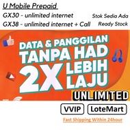 [ReadyStock] Umobile VVIP Number Simcard - Prepaid Unlimited GX30 & GX38