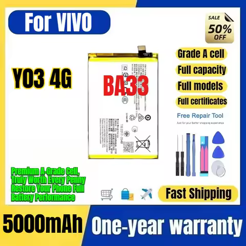BA33 for VIVO Y03 4G Mobile Phone Battery 0 Cycle High Quality High Capacity Battery Replacement Bat