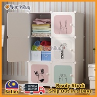 Worthbuy Kids Cartoon Design Cube Cabinet Stackable Kids Clothes Toys Blankets Organizer Plastic Cup